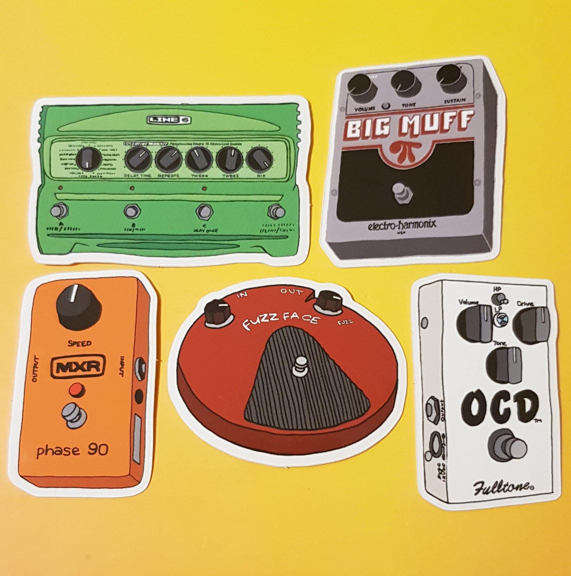 guitar pedals bundle Guitar pedal vinyl 6 sticker set – Hashley Art
