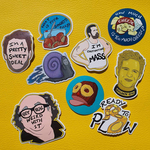 It's Always Sunny in Philadelphia Fan Art Gifts, enamel pins, badges, earrings, mugs, and gifts, at hahsleyart.com