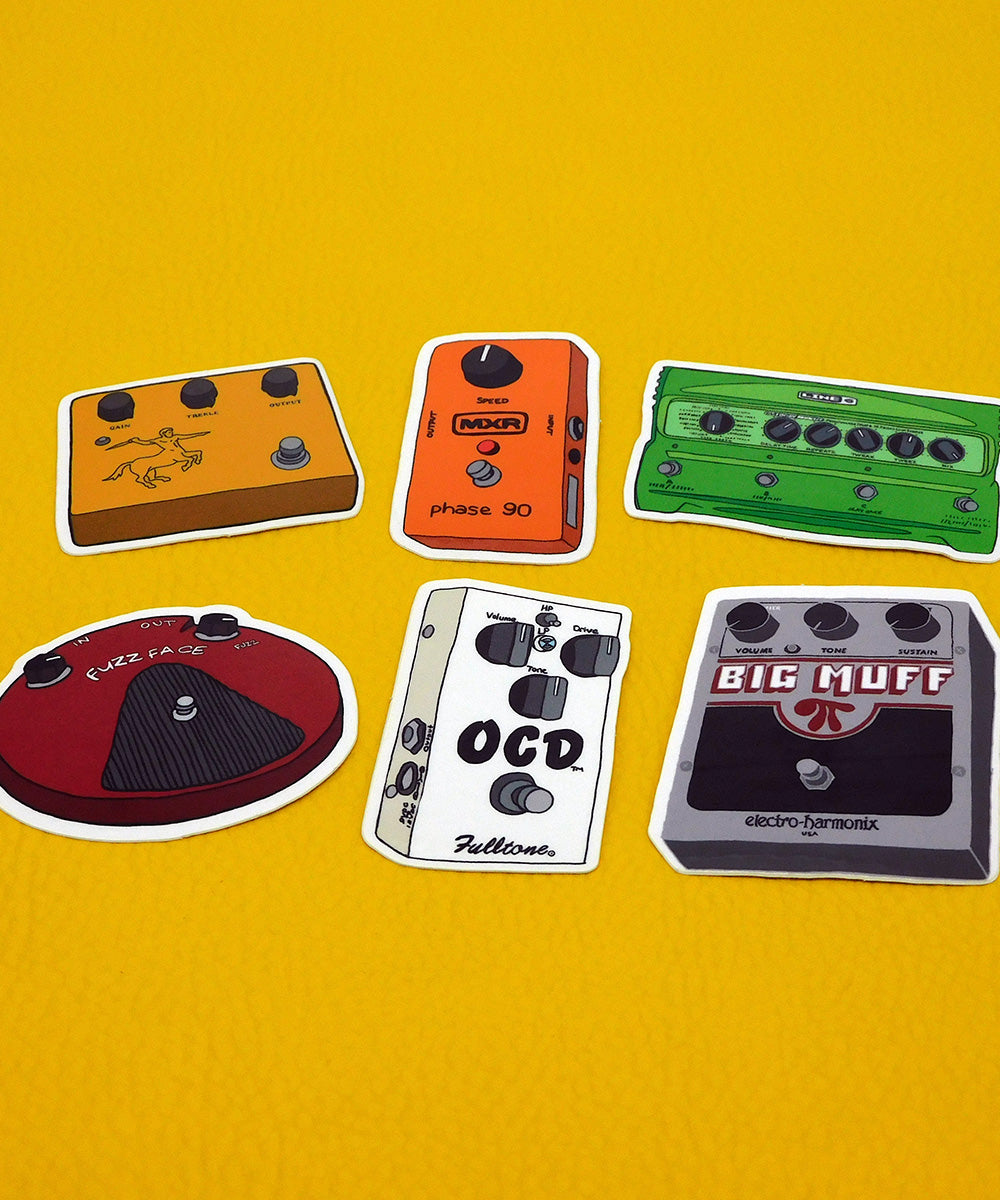 guitar pedal stickers Guitar pedal vinyl 6 sticker set – Hashley Art